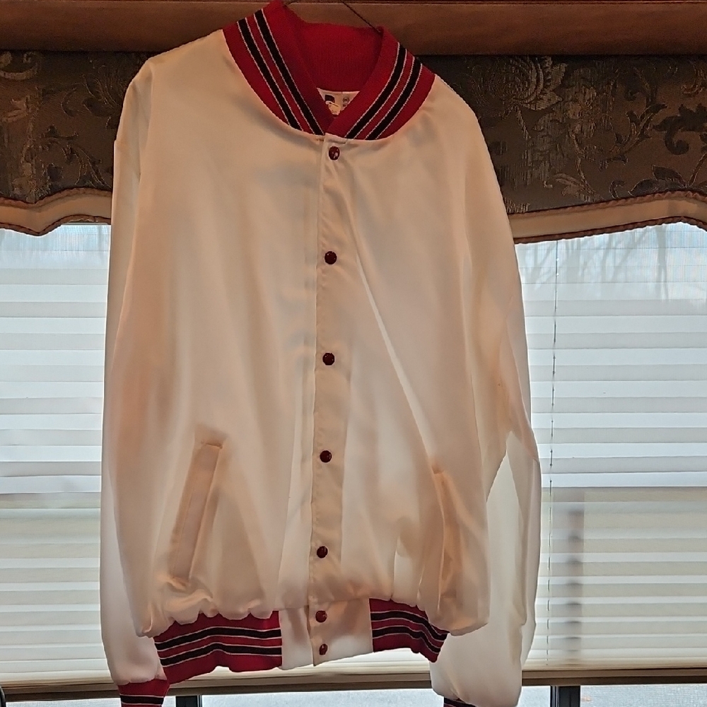 White and Red Men's Varsity Jacket